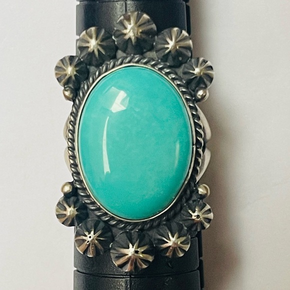 Jewelry - Native American Navajo Michael Calladitto Sterling Silver Blue Turquoise Ring 8